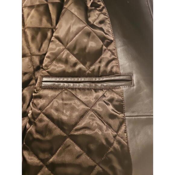 Vintage GAP Men’s Size XXL Brown Leather Zip Up Coat Jacket Long Lined Y2K EUC - Picture 8 of 9